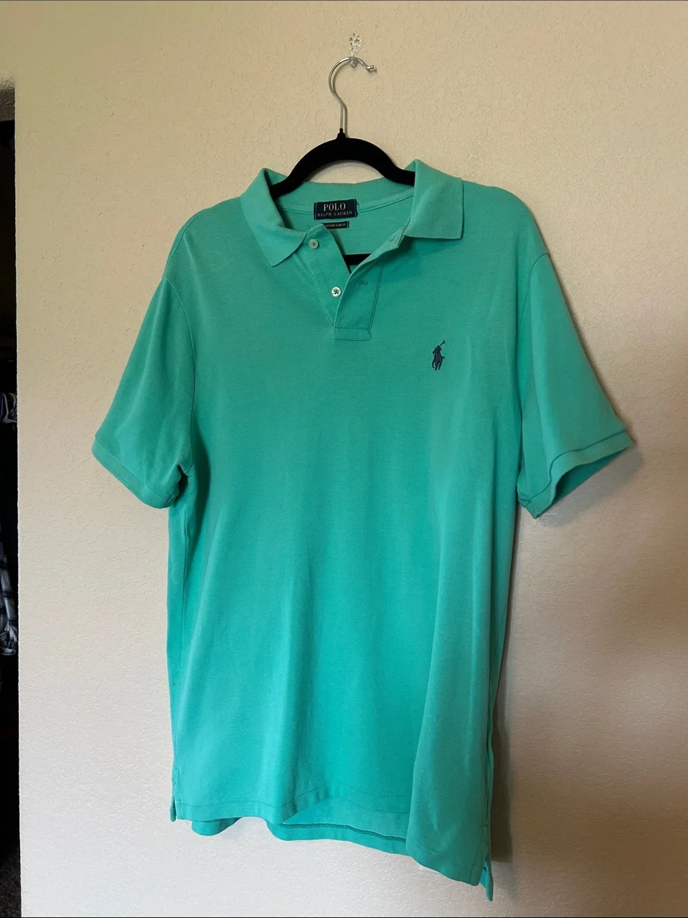 Polo Ralph Lauren Custom Slim Fit Polo Shirt Aqua Turquoise Cotton Men’s Large